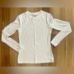 Nordstrom Layering Long Sleeve Tee White Size Small Stretchy Soft Minimalist